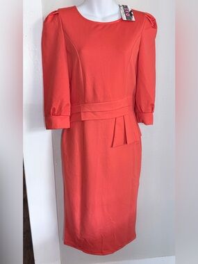 NWT ZVO orange midi pencil dress Small